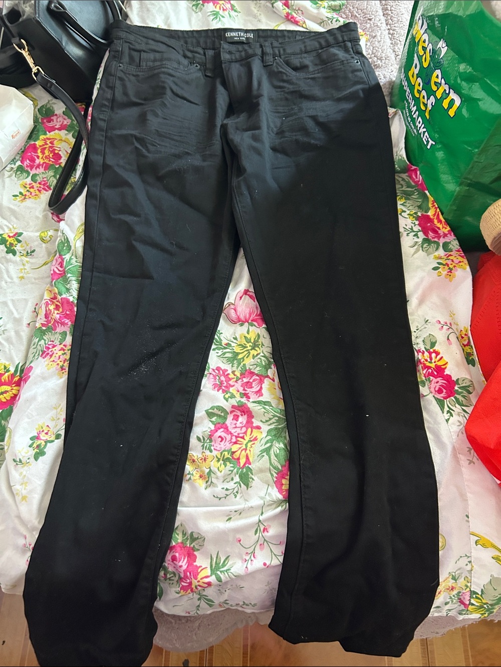 Kenneth Cole Black Straight Leg Trousers